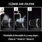 6" Inlet Cold Air Intake Filter Cone Replacement Performance Washable Clamp-On - Image 3