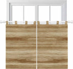 Light Brown Wood Grain Kitchen Curtains 45 Inch Length, Short Cafe Window by Unknown