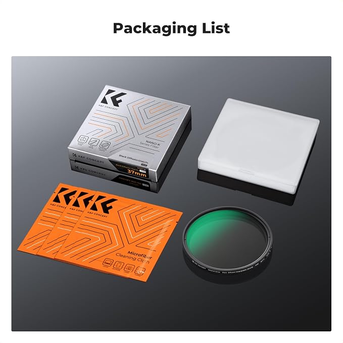 K&F CONCEPT 49mm Black Diffusion Mist 1/4 & Variable ND2-32 in-1 Filter - Image 7
