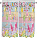Colorful Easter Bedroom Curtains 63 Inches length, Spring Watercolor Bunny Egg by Unknown