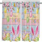 Colorful Easter Bedroom Curtains 63 Inches length, Spring Watercolor Bunny Egg by Unknown