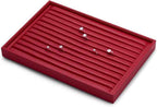 Oirlv Gorgeous Red Leather Ring Organizer Tray Jewelry Display Tray Stackable