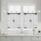 Farmhouse Wood Grain Kitchen Curtains 24 Inch Length, Small Window Curtains Tab - Image 3