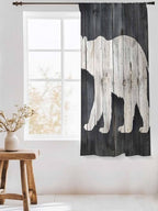 Sheer Curtains 63 Inch Length, Rustic Counrty Vintage Wood Grain Privacy Voile - Image 3