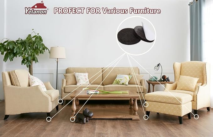 Yelanon Felt Furniture Pads -182 Pcs Premium Felt Pads - Image 6