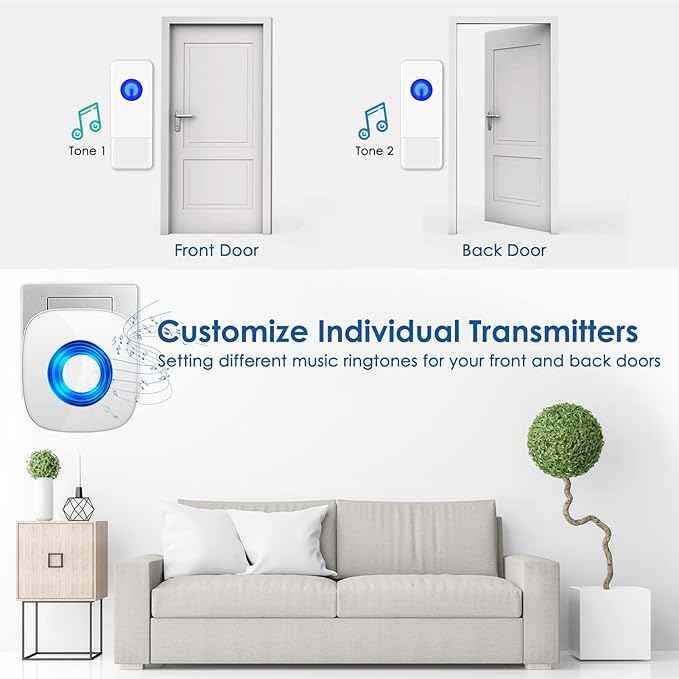 Wireless Door Bell, PHYSEN Waterproof Doorbell Chimes