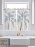 Summer Coconut Tree on Vintage Wood Grain Window Valance Curtains, Seaside by IDOWMAT