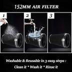 6" Inlet Cold Air Intake Filter Cone Replacement Performance Washable Clamp-On - Image 3