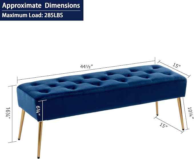 DUHOME Button-Tufted Ottoman Bench, Upholstered Bedroom Benches Velvet Footrest