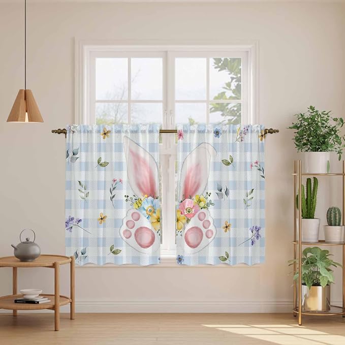 Easter Kitchen Curtains 54 Inch Long 2 Panel Set, Rod Pocket Window Curtains - Image 3
