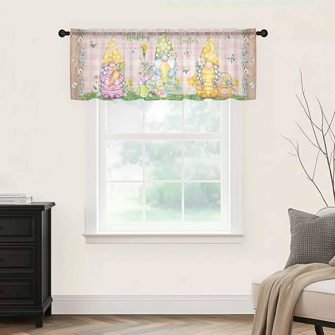 Happy Easter Sheer Valances for Windows 42"x18", Light Filtering Kitchen - Image 9