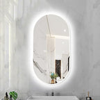 Oval LED Illuminated Bathroom Mirror, Wall-mounted Vanity Makeup Mirror by Unknown