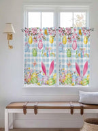Happy Easter Tier Curtains 45 Inches Long, Spring Watercolor Bunny Eggs Flower - Image 4