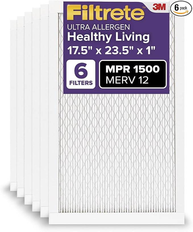 Filtrete 17.5x23.5x1 AC Furnace Air Filter, MERV 12, MPR 1500, CERTIFIED asthma by Filtrete