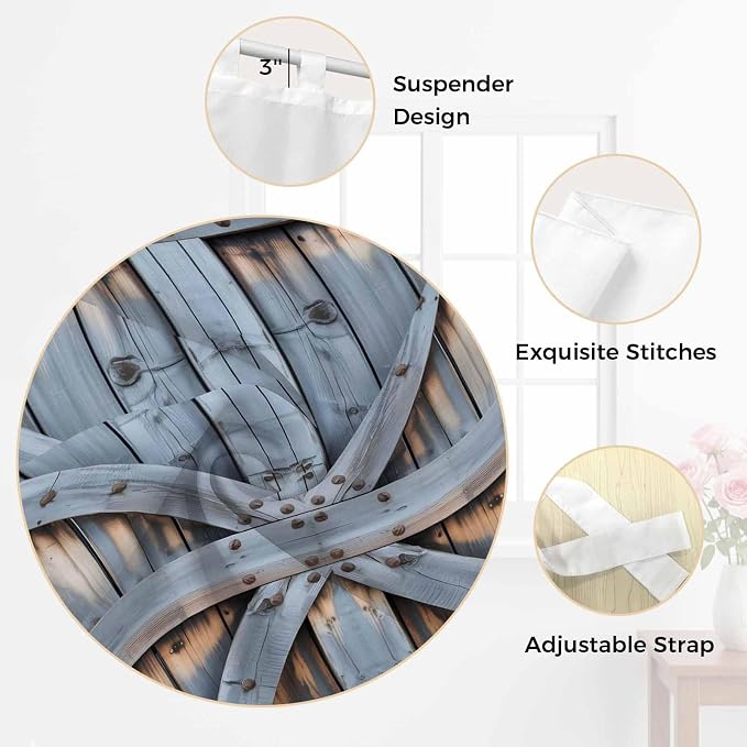 Farmhouse Wood Grain Living Room Curtains 96 Inch Length, Window Curtains Tab - Image 6