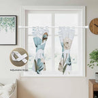 Blue Tulips Kitchen Curtains 45 Inch Length, Short Cafe Window Curtains Tab Top - Image 5