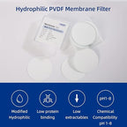 100 Pieces/Pack PVDF Disc Membrane Filters Hydrophilic 47mm Diameter 0.45µm - Image 3