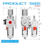 NANPU 3/8" NPT Compressed Air Filter Regulator Lubricator Combo, Water/Oil Trap - Image 3