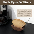 Coffee Filter Holder Magnetic, Solid Walnut Wood Coffee Filter Storage Organizer - Image 3
