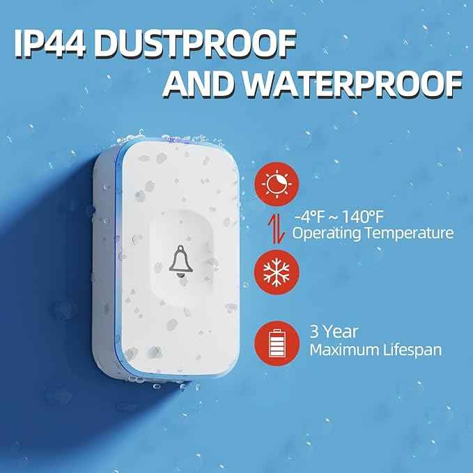 Wireless Doorbell 1200 feet Waterproof Door Bell
