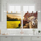 Farm Sheep Kitchen Curtains 24 Inch Length, Small Window Curtains Tab Top - Image 3