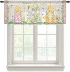 Easter Sheer Valances for Windows 42"x12", Light Filtering Kitchen Curtains by Unknown