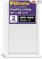 Filtrete 16x25x1 AC Furnace Air Filter, MERV 12, MPR 1500, CERTIFIED asthma & by Filtrete