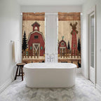 Brown Farmhouse Kitchen Curtains, Vintage Country Animals Wooden Grain Light - Image 5