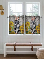 Farmhouse Half Window Curtain 36 Inches Long, Vintage Sunflowers Animals - Image 4
