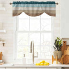 Teal Brown Tie Up Valance Curtains - Image 9