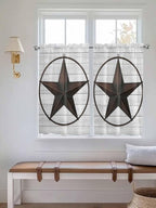 Vintage Farm Western Star Window Valance Curtains, 2 Panel - Image 2