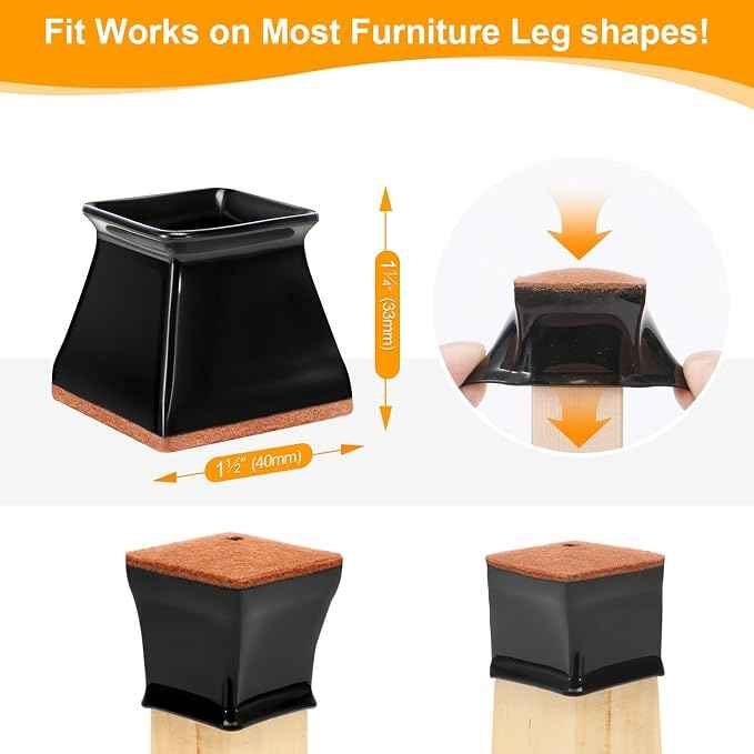 CHUNZEXI 32 Pack Square Chair Leg Floor Protectors