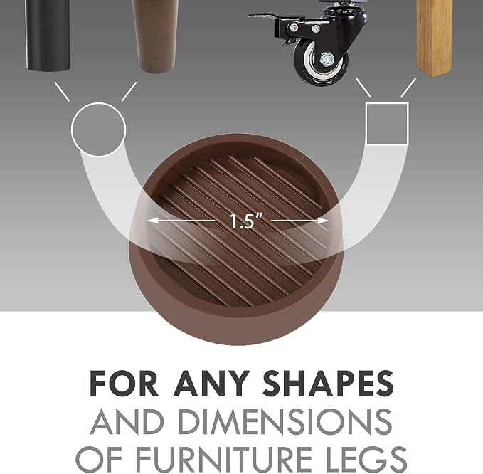 Non Slip Furniture Pads, 1.5” Round Rubber Caster Cups, Anti-Slip Gripper