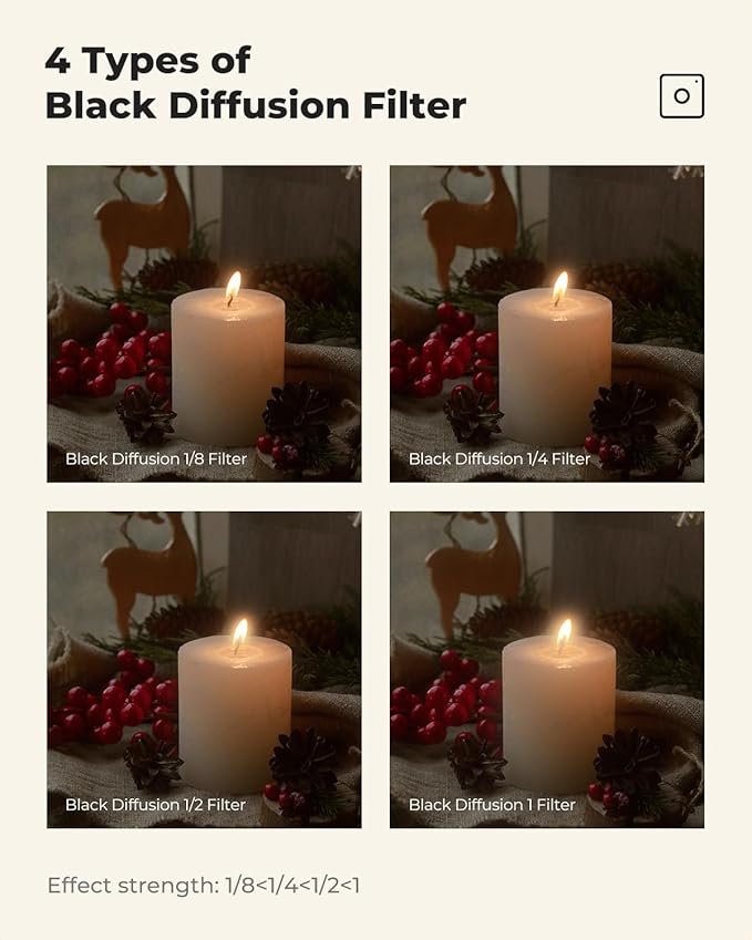 K&F CONCEPT 62mm Black Diffusion 1/4 Filter Mist Cinematic Effect Filter - Image 6