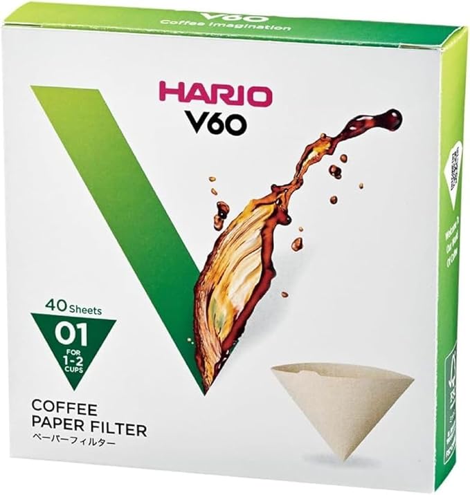 Hario V60 Paper Coffee Filter, Size 01, 40ct Box by Hario