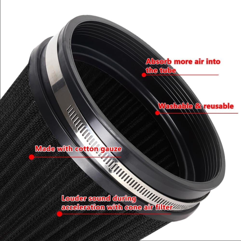 6" 152 mm High Flow Inlet Air Filter, Air Intake Cone Filter