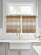 Retro Farm Wood Board Window Valance Curtains, 2 Panel - Image 2