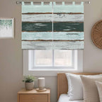 Blue Teal Kitchen Curtains 45 Inch Length, Short Cafe Window Curtains Tab Top - Image 9