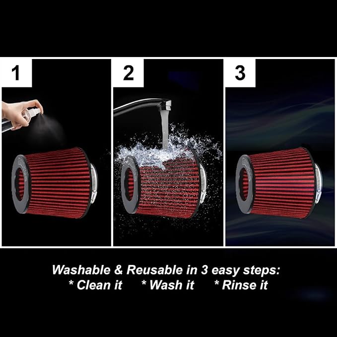 Universal 6" 152mm igh-Flow Air Filter, Reusable Cone Cold Air Intake, High - Image 3