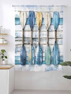 Sheer Curtains 72 Inches Long, Lake Paddle Striped Semi Sheer Curtains Light - Image 2