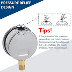SENCTRL 0-1000 Psi Glycerin Liquid Filled Pressure Gauge, 2.5" Dial Size - Image 5