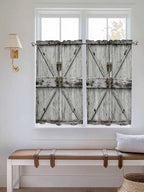 Vintage Gate Kitchen Curtains 45 Inches length, Farmhouse Wooden Grain Shabby - Image 4