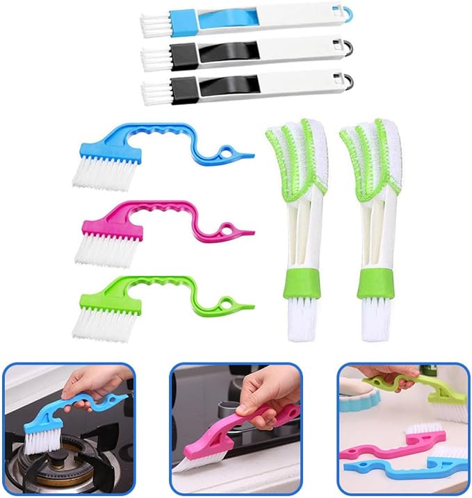8pcs Window Groove Cleaning Brush Set, Wet and Dry Use Scrubber Brushes - Image 8