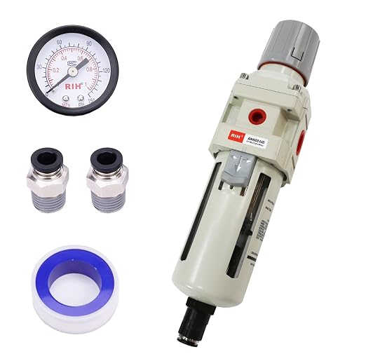 RIH Pneumatics 1/2"NPT Auto Drain Air Filter Pressure Regulator Combo Piggyback by RIHRightPneumatic