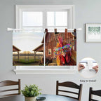 Farm Rooster Kitchen Curtains 36 Inch Length, Small Window Curtains Tab Top - Image 4