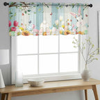 Easter Sheer Valances for Windows 42"x18", Light Filtering Kitchen Curtains - Image 2