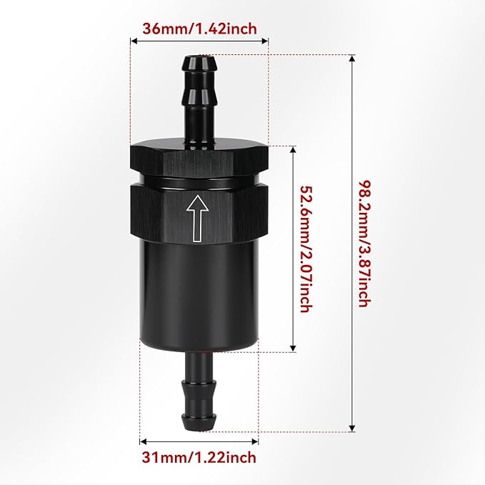1/4" Billet Inline Fuel Filter 30 Micron Aluminum Black - Image 2
