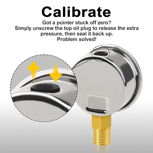 0-60 Psi Glycerin-Filled Pressure Gauge, 2-Inch Gauge, Stainless Steel - Image 7