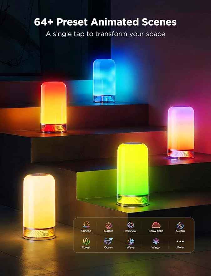 Govee RGBIC Smart Table Lamp 2, Touch Bedside Small Table Lamp Matter, Alexa