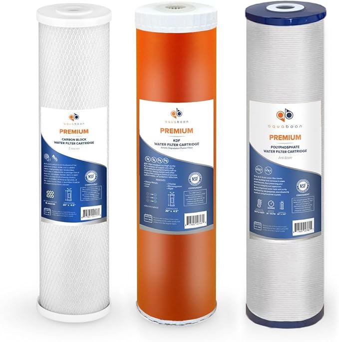 Aquaboon 5 Micron 20 x 4.5 Anti-Scale, CTO Filter Replacements Set NSF by Aquaboon